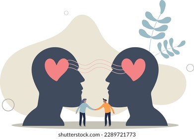 Empathy, sympathy, caring or share feeling to support other, understanding or kindness to help, social support or emotional intelligence concept.flat vector illustration.