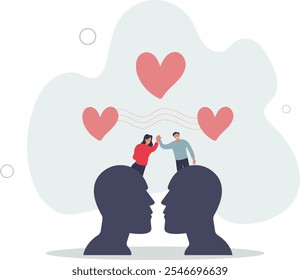 Empatía, simpatía, cariño o compartir sentimientos para Asistencia con otros, comprensión o amabilidad para ayudar, Asistencia social o concepto de inteligencia emocional.