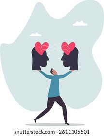 Empathy, sympathy, caring or share feeling to support other, understanding or kindness to help, social support.character for design.