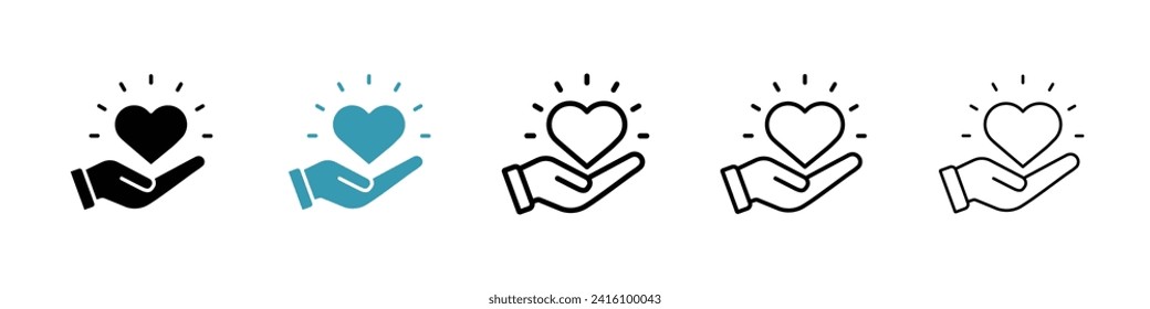 Empathy Vector icon Set. Courtesy Heart Hand Vector symbol for Ui Designs.