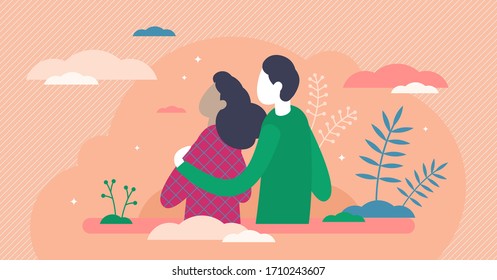 Empathy vector illustration. Understanding other people feeling in flat tiny persons concept. Emotional, cognitive and somatic personality character in abstract visualization with couple affection. svg
