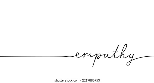 Empathy word - continuous one line with word. Minimalistic drawing of phrase illustration.