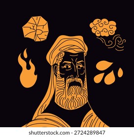 Empedocles con los cuatro Elementos de la Grecia antigua