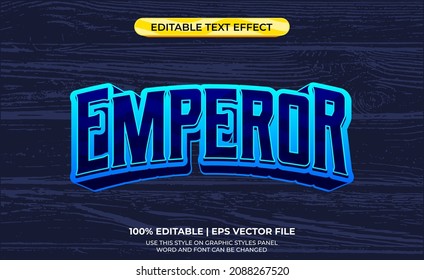 Emperor 3d text effect with dark and light bue theme. typography template for tagline esport logo.