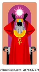 The Emperor character of Tarot playing card in modern cartoon minimalism flat style. Vector illustration in flat style