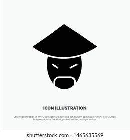 Emperor, China, Monk, Chinese Solid Black Glyph Icon. Vector Icon Template background