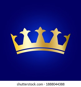 Emperor icon with gold crown on Blue background. Award vector illustration. Elegant decoration. Stock image. EPS 10.