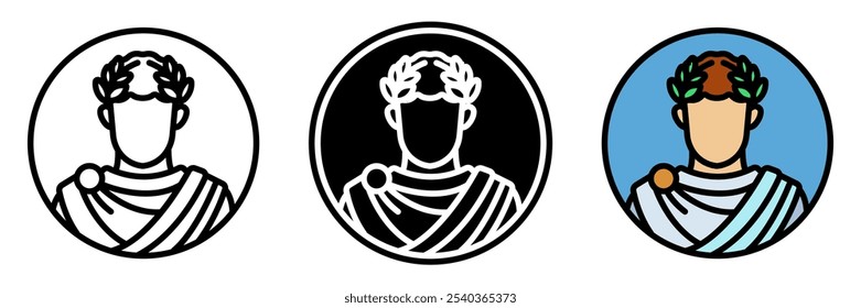 Emperor icon is the supreme ruler of the Roman Empire depicted with regal attire a crown and the symbol of absolute power.