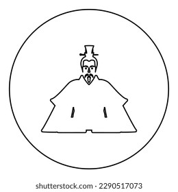 Emperor Japan China silhouette Chinese nobility Japanese ancient character avatar imperial ruler icon in circle round black color vector illustration image outline contour line thin style