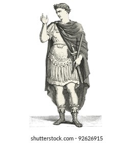 Emperor Julius Caesar - vintage engraved illustration - "Costumes anciens et modernes " by Cesare Veccello ed.Firmin-Didot  in 1859 - Paris