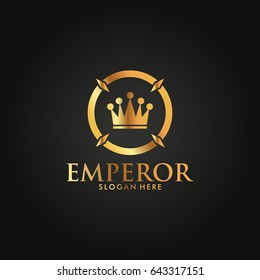 Emperor King With Crown Golden Modern Simple Logo Illustration