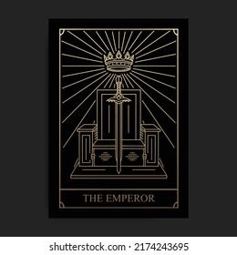 Emperor magic major arcana tarot card with engraving, hand drawn, luxury, celestial, esoteric, boho style, fit for spiritualist, religious, paranormal, tarot reader, astrologer or tattoo svg