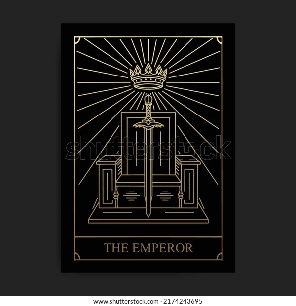 Emperor\
magic major arcana tarot card with engraving, hand drawn, luxury,\
celestial, esoteric, boho style, fit for spiritualist, religious,\
paranormal, tarot reader, astrologer or\
tattoo