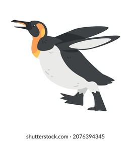 Emperor Penguin as Aquatic Flightless Bird with Flippers for Swimming in Running Pose Vector Illustration