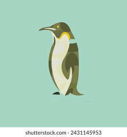 Emperor Penguin as Aquatic Flightless Bird with Flippers for Swimming Vector Set