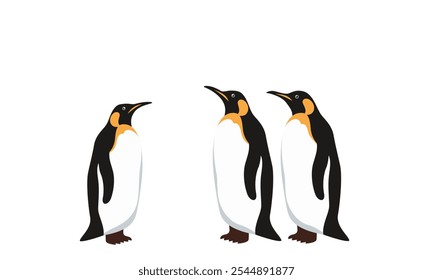 Emperador Pingüino Pollito Pájaro Lindo Conjunto de Invierno Vector de Dibujos Animados