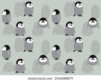 Emperador Pingüino Pollito Carácter lindo de la historieta Fondo de Fondo de pantalla sin fisuras