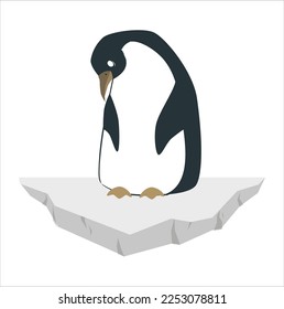 Emperor penguin. Cute penguin icon in flat style. Cold winter symbol. Antarctic bird, animal illustration.