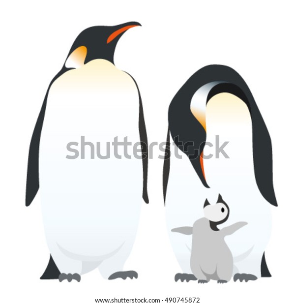 Emperor Penguin Family Isolated On White Stock Vector (Royalty Free ...