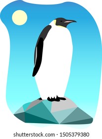 Emperor penguin on blue sky background vector illustration.