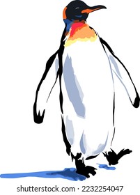 Emperor Penguin on white background. Tallest And Heaviest Penguin Species. Antarctic Vector Illustration.
