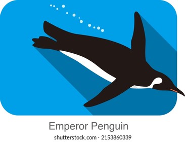 Emperor Penguin Swimming In The Water, Penguin Seed Series, Vector