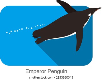 Emperor Penguin Swimming In The Water, Penguin Seed Series, Vector