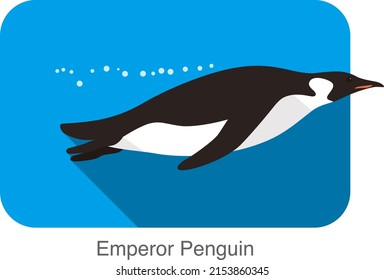 Emperor Penguin Swimming In The Water, Penguin Seed Series, Vector