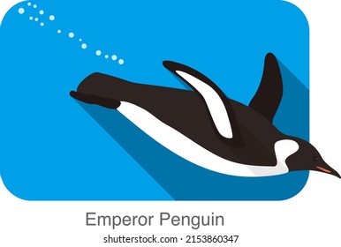 Emperor Penguin Swimming In The Water, Penguin Seed Series, Vector