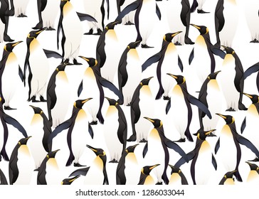Emperor penguins seamless pattern. Vector illustration.