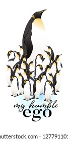 Emperor penguins  with slogan. Vector illustration.