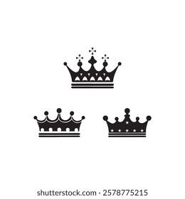 emperor queen majestic head wear princess baby kids birthday 3d crown silhouette vector art flat design illustrations