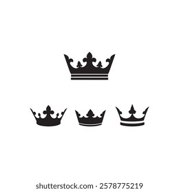 emperor queen majestic head wear princess baby kids birthday 3d crown silhouette vector art flat design illustrations