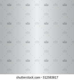 Emperor seamless pattern with silver diadem and tiara ornament signs in style of fashion on retro white shining background with rhomb frame fill out. Design for wallpapers and textile print.