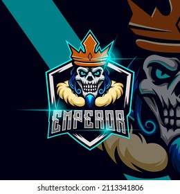 Plantilla de diseño del logotipo Emperor Skull Game E-Sport