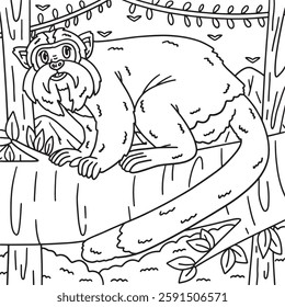 Emperor Tamarin Monkey Coloring Page for Kids 