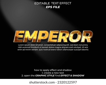 emperor text effect, font editable, typography, 3d text. vector template