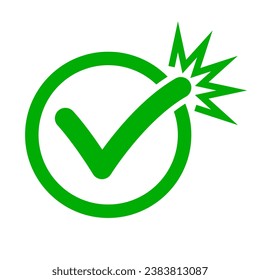 Emphased green check box icon. Vector.