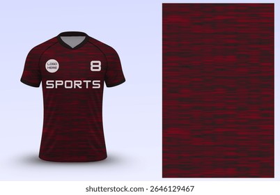 Enfatizar o maroon e o padrão de mistura preta moderno esportes jersey design redondo pescoço e manga curta.