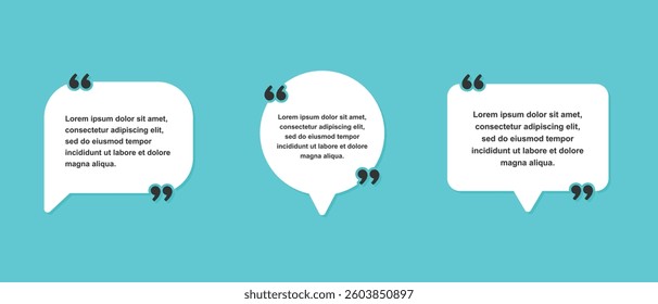 Emphasized speech bubble with quotation mark set