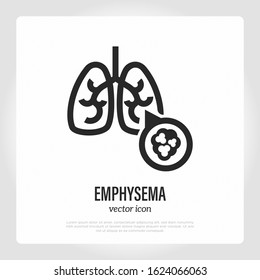 Emphysema in lungs, chronic respiratory illness. Thin line icon. Healthcare and medical vector illustration.