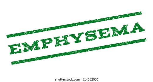 Emphysema watermark stamp. Text tag between parallel lines with grunge design style. Rubber seal stamp with scratched texture. Vector green color ink imprint on a white background.