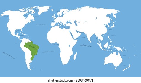 Empire of Brazil the largest borders detailed map with capital and the all world with all sea and ocean name