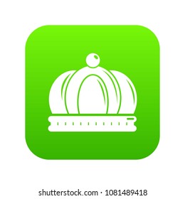 Empire crown icon green vector isolated on white background