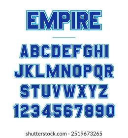 Fonte Empire. Fonte esporte vintage em estilo americano para logotipos e camisetas de futebol, beisebol ou basquete.