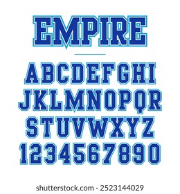 Fonte Empire. Fonte esporte vintage em estilo americano para logotipos e camisetas de futebol, beisebol ou basquete.