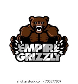empire grizzly bear sport gaming apparel logo template vector illustration with white background