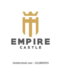 Empire Shield logo emblem vector template with luxury and classic Concept style. symbol and Icon for Brand, corporate, identity Company and Business.