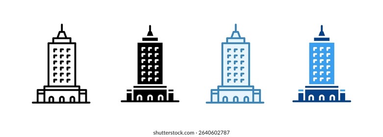Empire State Building Icon Set Multiple Style Collection