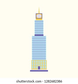 Empire State Building Vector illustration. Poster. building high-rise building, tourist attraction in the isometric perspective in New York. Cartoon style.